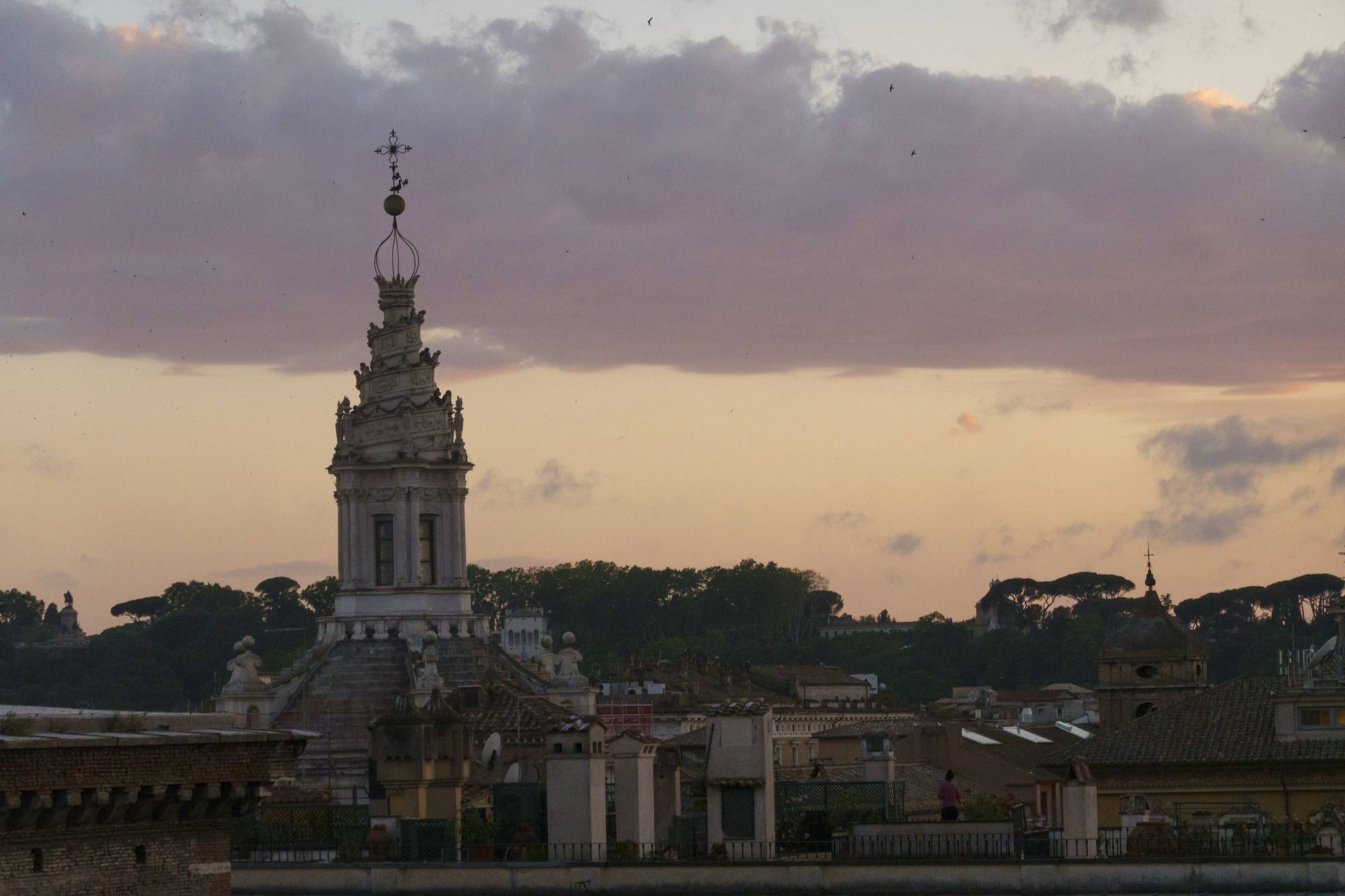 Sant’Ivo alla Sapienza, the church of Rome’s old university, at sunset
